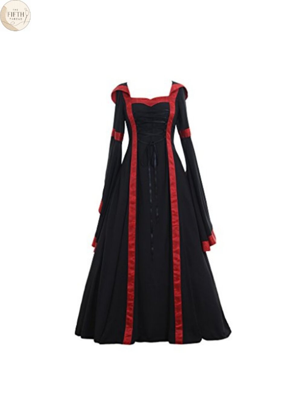 Gothic Victorian Hooded Dress Trumpet Sleeves